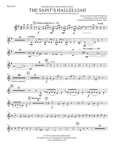 The Saints' Hallelujah (Intermediate) - F Horn