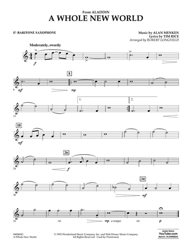 A Whole New World (from Aladdin) (arr. Robert Longfield) - Eb Baritone Saxophone