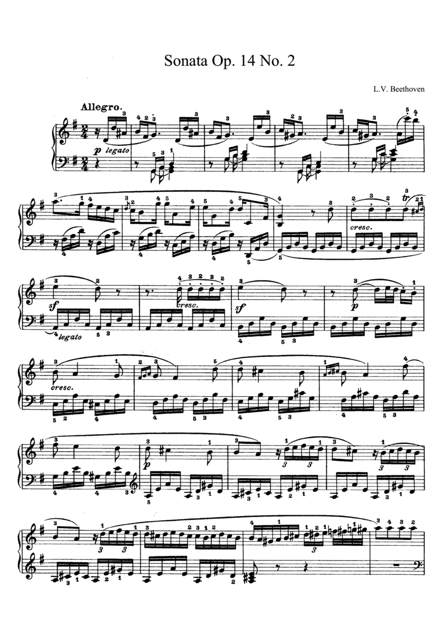 Beethoven Sonata Op. 14 No. 2 in G Major