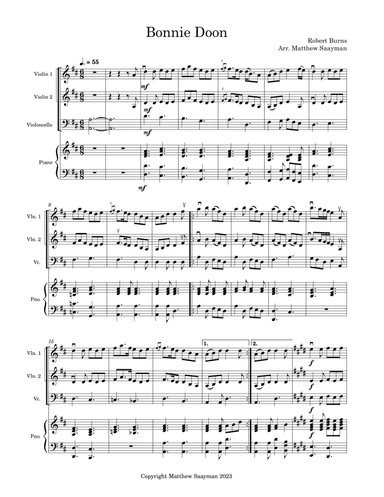 Bonnie Doon - Violin, Cello, and Piano