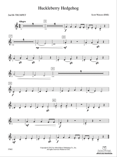 Huckleberry Hedgehog: 2nd B-flat Trumpet