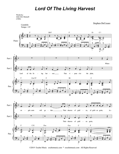 Lord Of The Living Harvest (for 2-part choir)