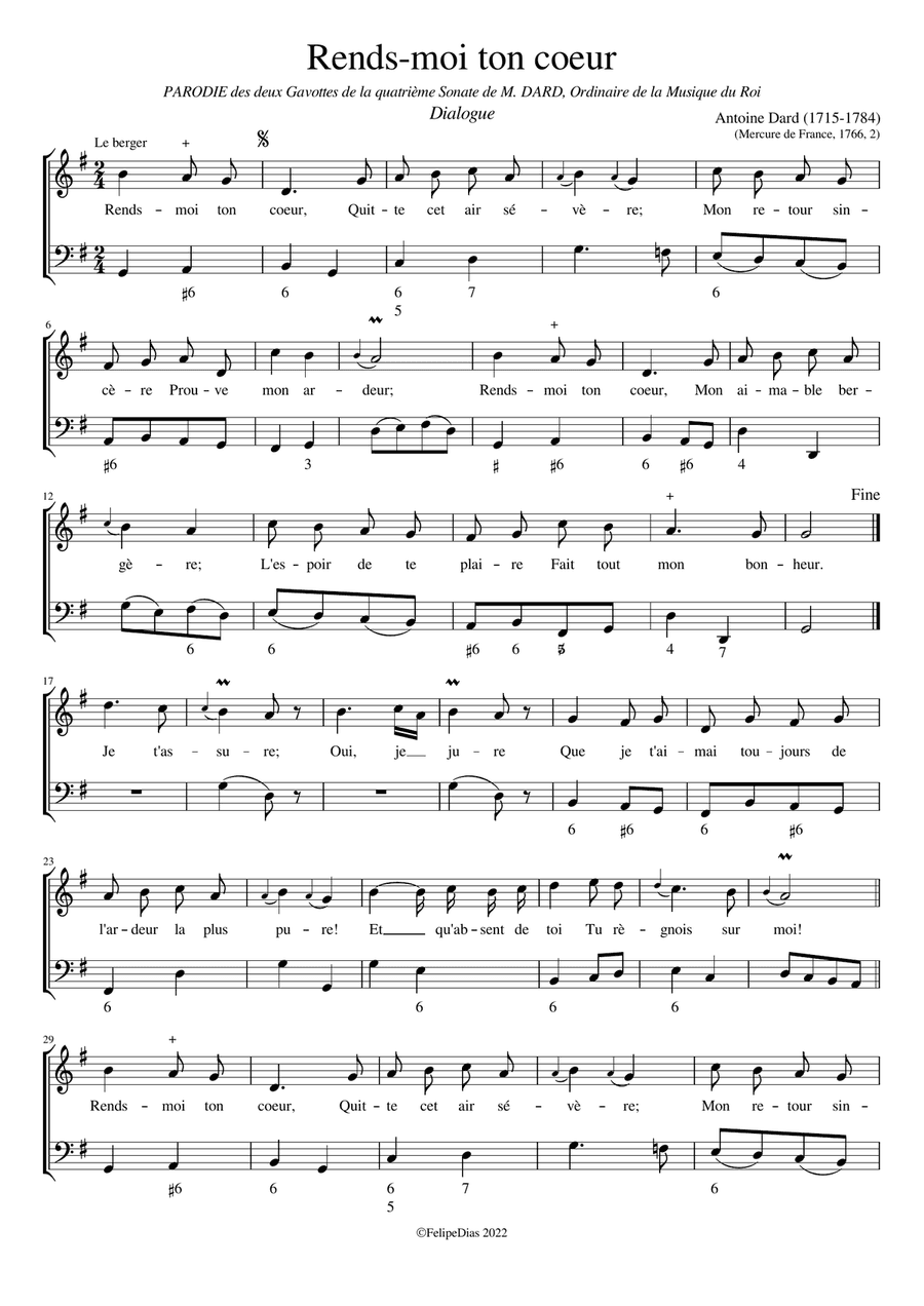 Rends-moi ton coeur (A Major)