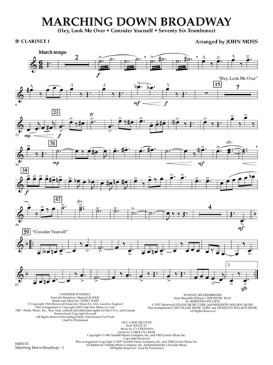 Marching Down Broadway - Bb Clarinet 1