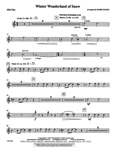 Winter Wonderland of Snow - Alto Saxophone