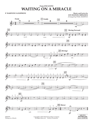 Waiting On A Miracle (from Encanto) (arr. Paul Murtha) - Eb Baritone Saxophone