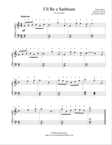 I'll Be a Sunbeam - for easy piano