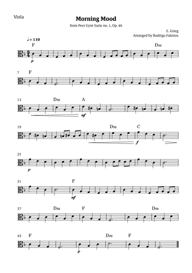 Morning Mood (solo viola - level 3 - with chords)