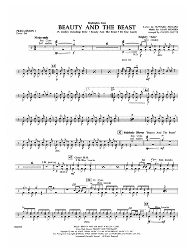Beauty and the Beast Highlights (arr. Calvin Custer) - Drum Set