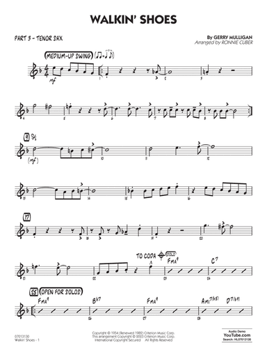 Walkin' Shoes (arr. Ronnie Cuber) - Part 3 - Tenor Sax