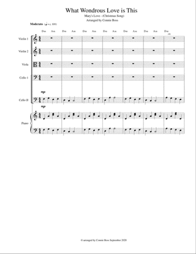 What Wondrous Love is This (Mary's Love - Christmas) - strings quintet and piano with parts