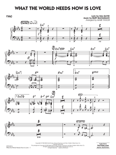 What The World Needs Now Is Love (arr. Mark Taylor) - Piano