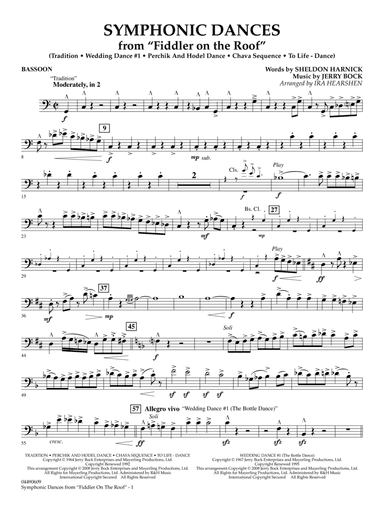 Symphonic Dances (from Fiddler On The Roof) (arr. Ira Hearshen) - Bassoon