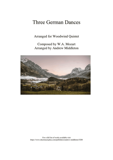 Three German Dances K.605 arranged for Woodwind Quintet