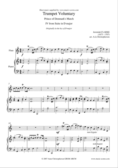 Clarke: Trumpet Voluntary, or Prince of Denmark's March: Flute and Piano