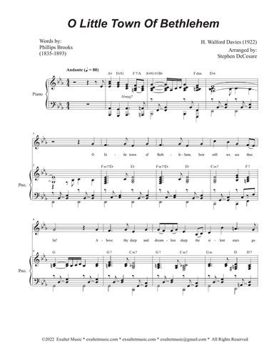 O Little Town Of Bethlehem (Unison choir - Medium Key)