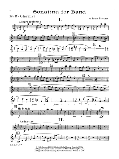 Sonatina for Band: 1st B-flat Clarinet