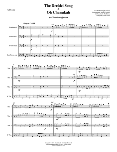 The Dreidel Song and Oh Chanukah for Trombone Quartet
