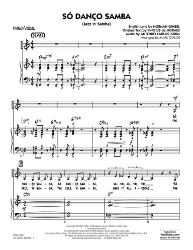 Só Danço Samba (Jazz 'n' Samba) (arr. Mark Taylor) - Piano/Vocal