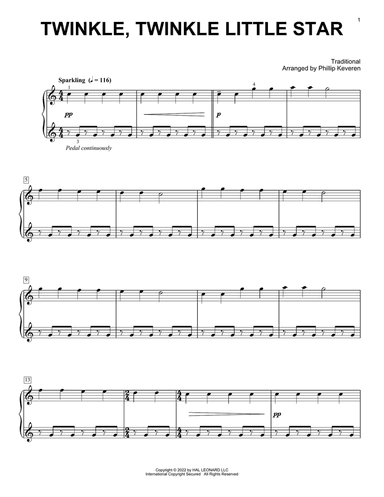 Twinkle, Twinkle Little Star (arr. Phillip Keveren)