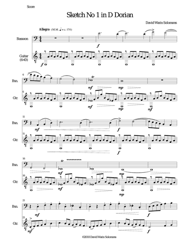 Sketch in D Dorian No 1 for bassoon and guitar