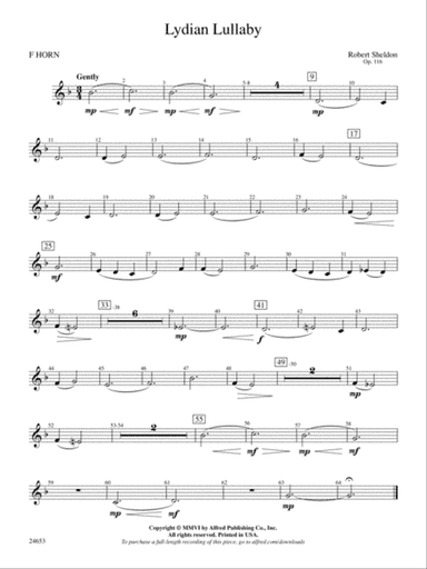 Lydian Lullaby: 1st F Horn