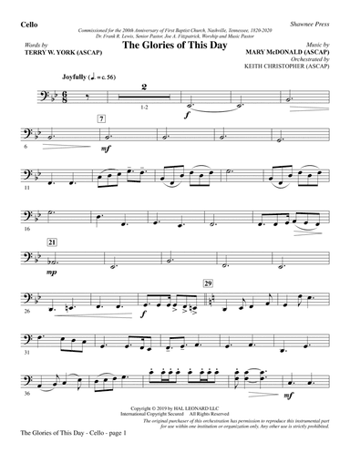 The Glories of This Day - Cello