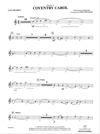 Coventry Carol: 1st B-flat Trumpet