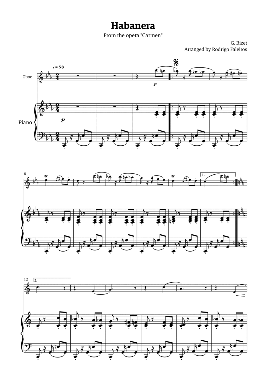 Habanera (for solo oboe w/ piano accompaniment)