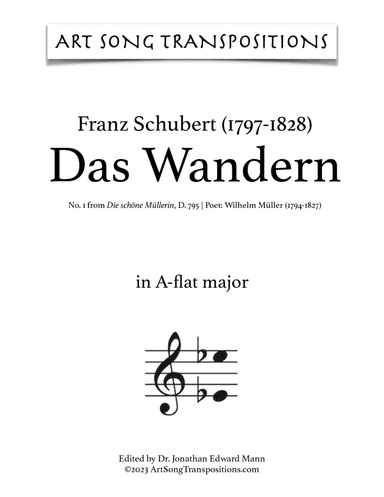 SCHUBERT: Das Wandern, D. 795 no. 1 (transposed to A-flat major and G major)