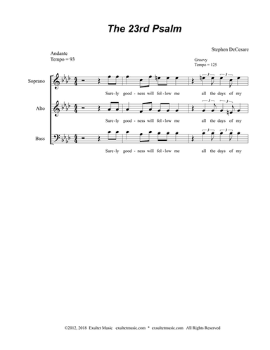 The 23rd Psalm (SAB - Alternate Version)