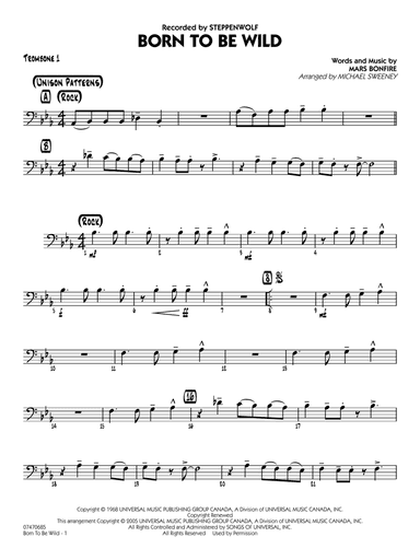 Born to Be Wild (arr. Michael Sweeney) - Trombone 1