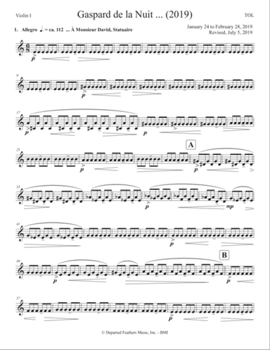 Gaspard de la Nuit (2019) violin 1 part