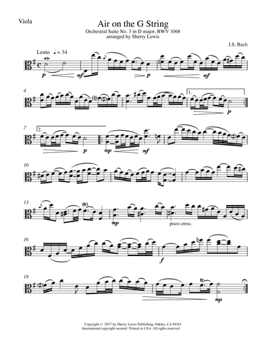 Air on the G String for Viola Solo, J.S. Bach