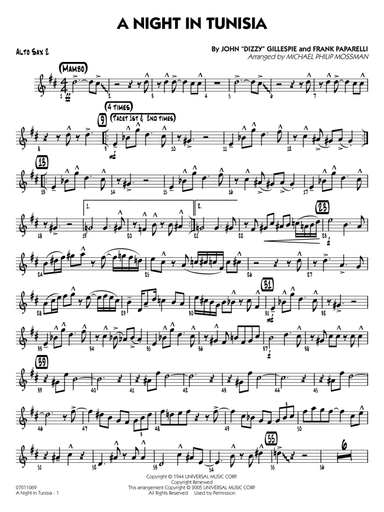 A Night in Tunisia (arr. Mossman) - Alto Sax 2