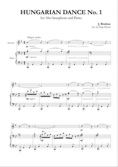 Hungarian Dances Nos. 1-5 for Alto Saxophone and Piano