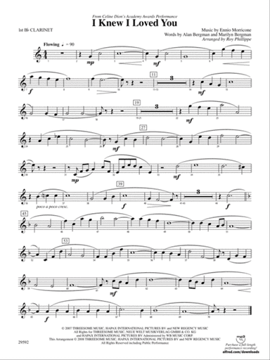 I Knew I Loved You: 1st B-flat Clarinet