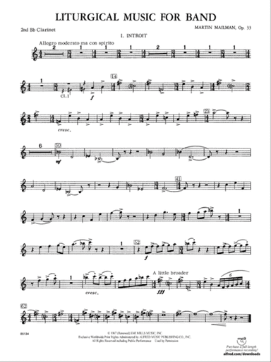 Liturgical Music for Band, Op. 33: 2nd B-flat Clarinet