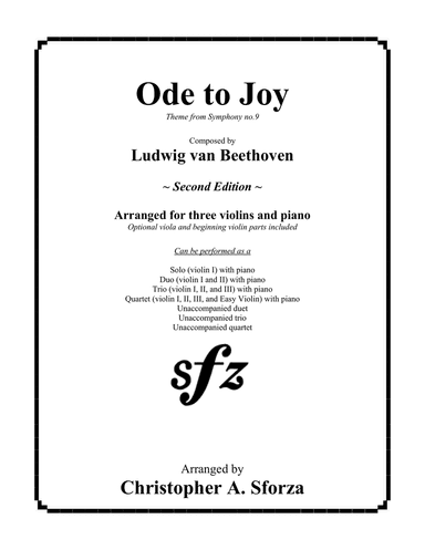 Ode to Joy, for two violins and piano
