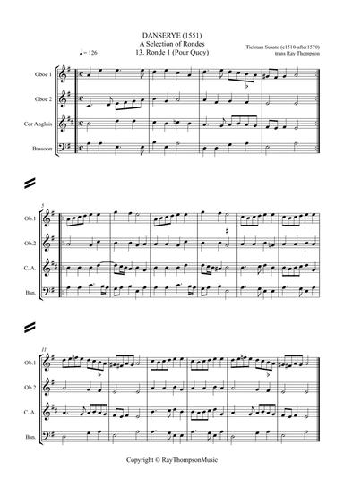Susato: Danserye (1531) - a selection of rondes - double reed quartet
