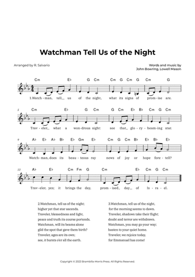 Watchman Tell Us of the Night (Key of C Minor)