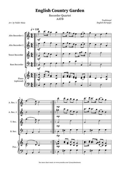English Country Garden - Recorder Quartet