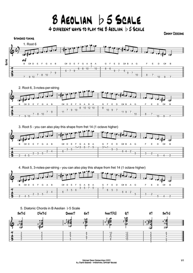 B Aeolian b5 Scale (4 Ways to Play)
