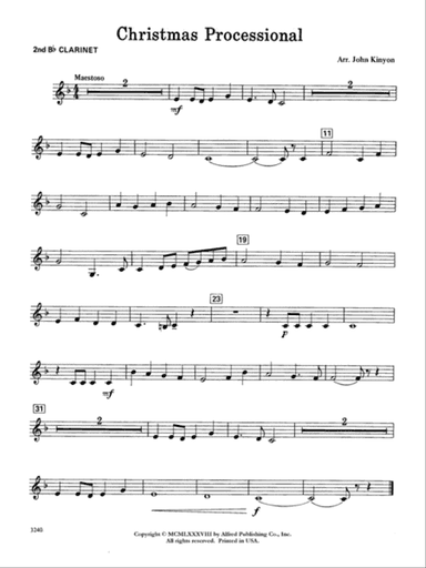 Christmas Processional: 2nd B-flat Clarinet