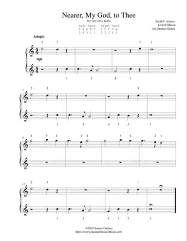Nearer, My God, to Thee - for very easy piano