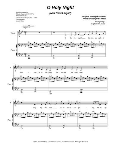 O Holy Night (with "Silent Night") (2-part choir - (Soprano and Tenor)