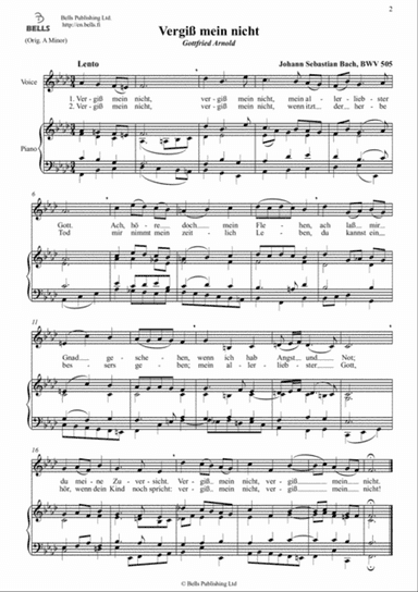 Vergiss mein nicht, BWV 505 (F minor)