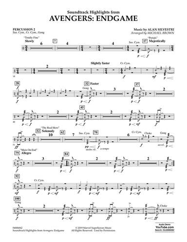 Soundtrack Highlights from Avengers: Endgame (arr. Michael Brown) - Percussion 2