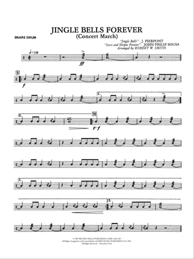 Jingle Bells Forever (Concert March): Snare Drum