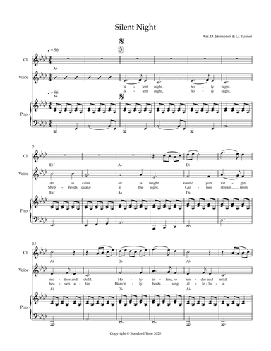 Silent Night for Vocal Solo with Clarinet and Piano Accompaniment (Christmas)